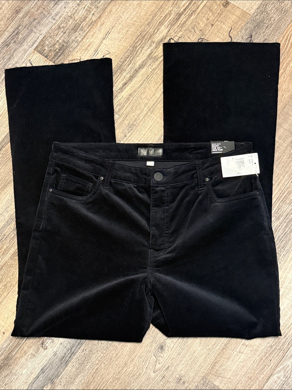 KUT Kelsey High Rise Ankle Flare Black Corduroy Jeans Sz 12